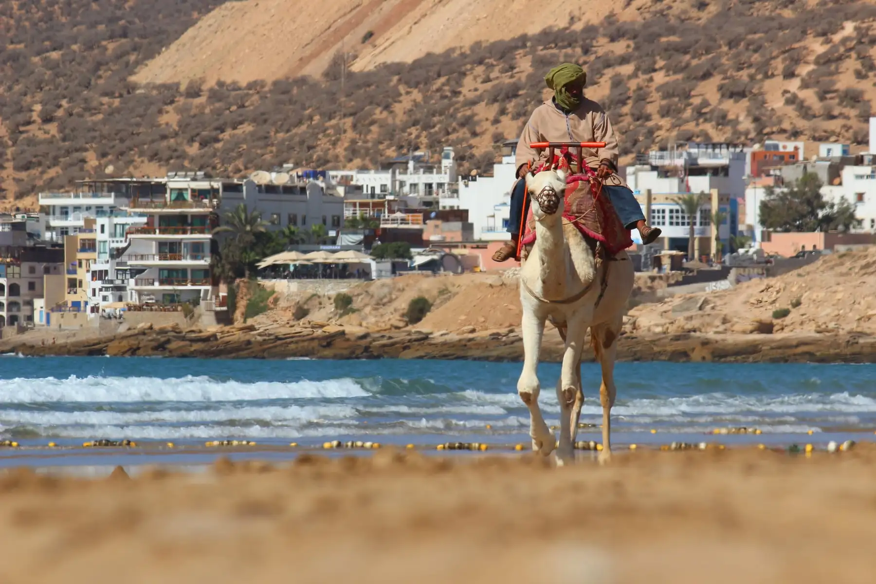 The crescent bay and beachfront of Agadir under the Oufella hill