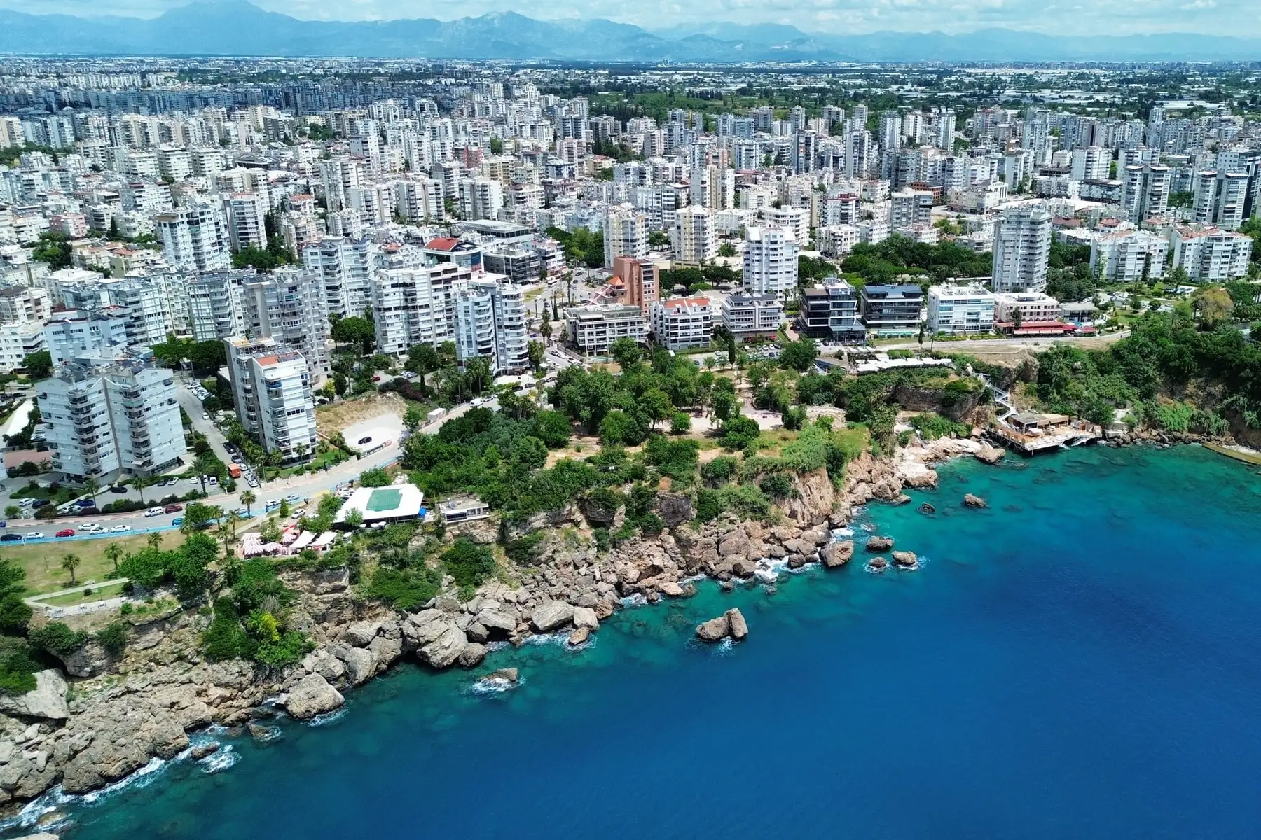 The harbour and Ottoman houses of Kaleiçi below the Taurus mountains