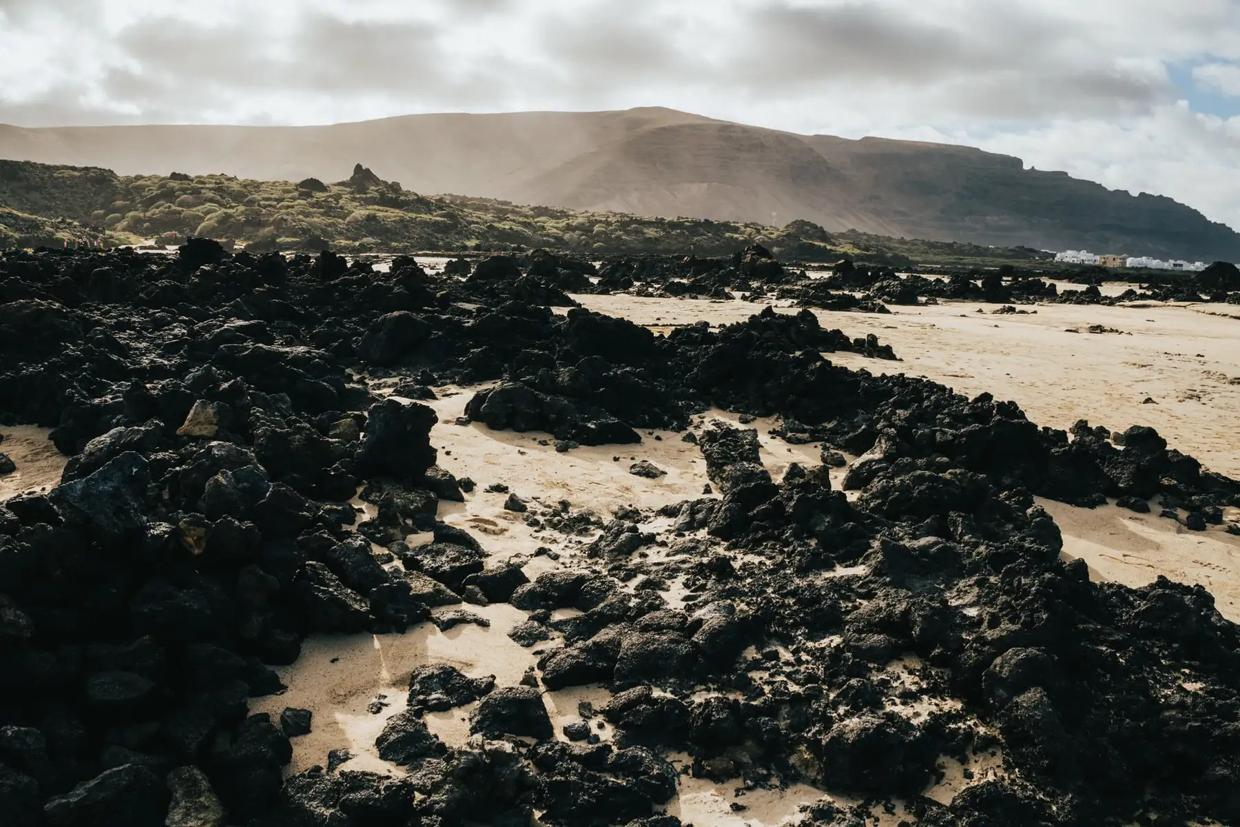 Volcanic cones and lava fields across the interior of Lanzarote