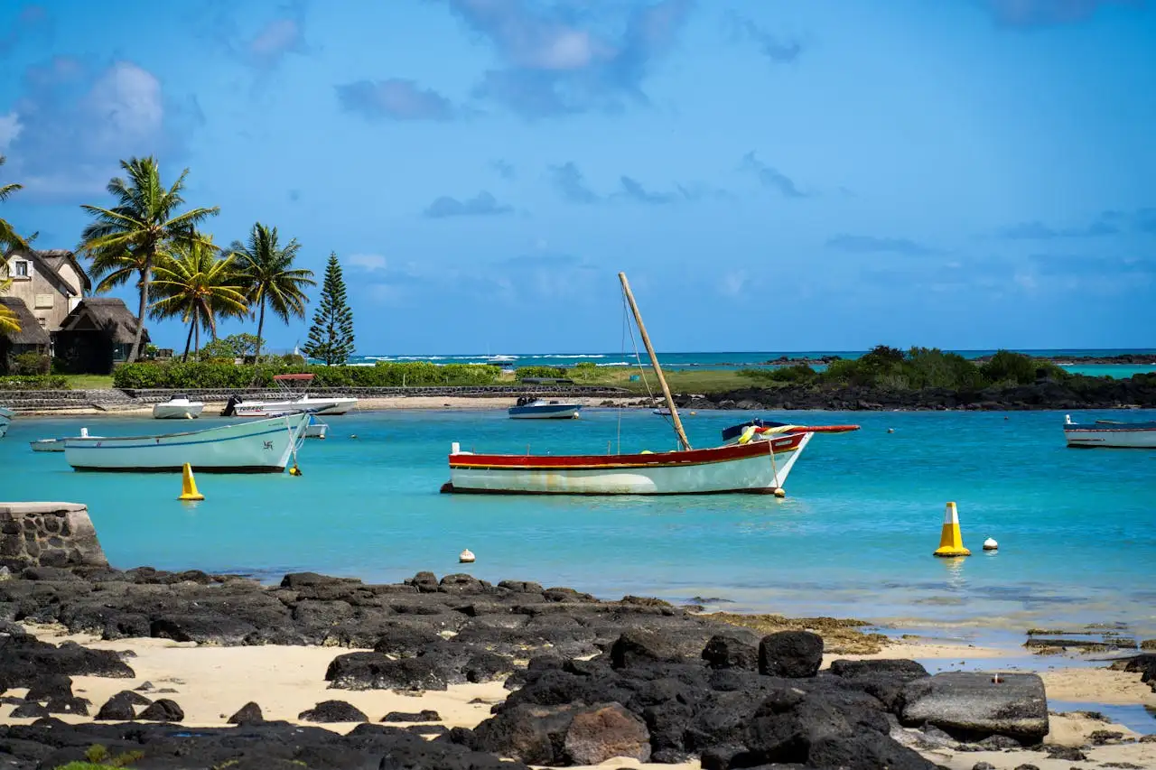 Lagoon and reef line off the west coast of Mauritius