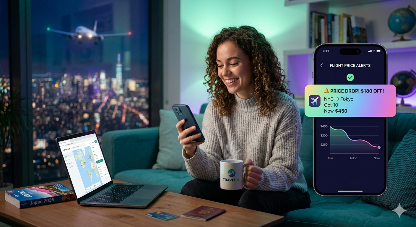 Flight price alerts on a smartphone - how to track cheap flights automatically