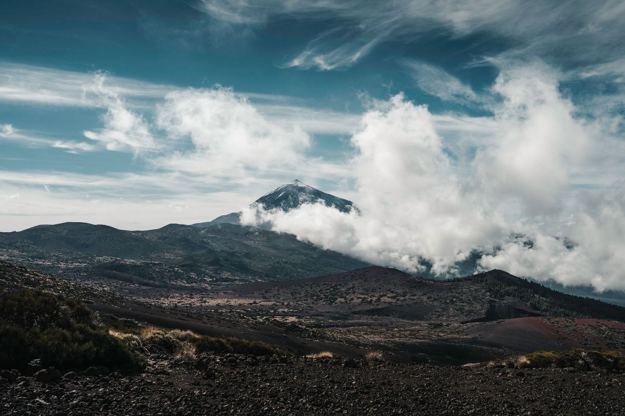 Mount Teide rising above a sea of clouds in Tenerife in winter